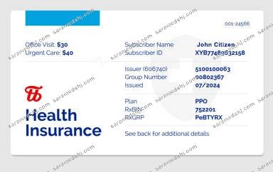 Health insurance company health insurance card